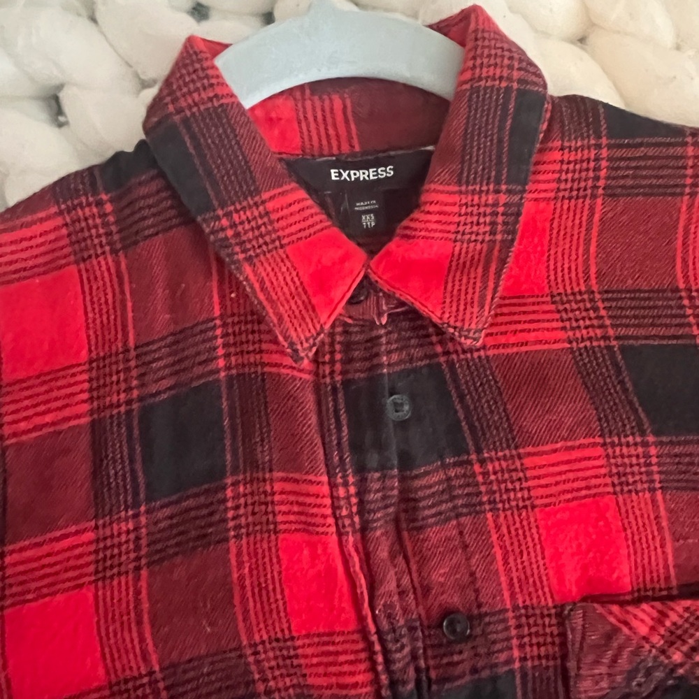 Express Red and Black Buffalo Plaid Shirt/Dress - Picture 2 of 4